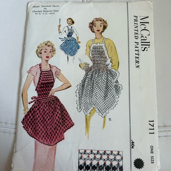 4/$50 McCall's 1711 Printed Apron sew Pattern 1952 🪡 - Picture 1 of 7